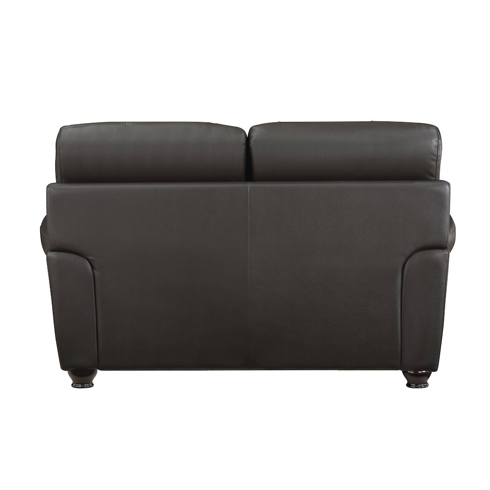 Foxborough Leather Love Seat In Dark Brown. Picture 3