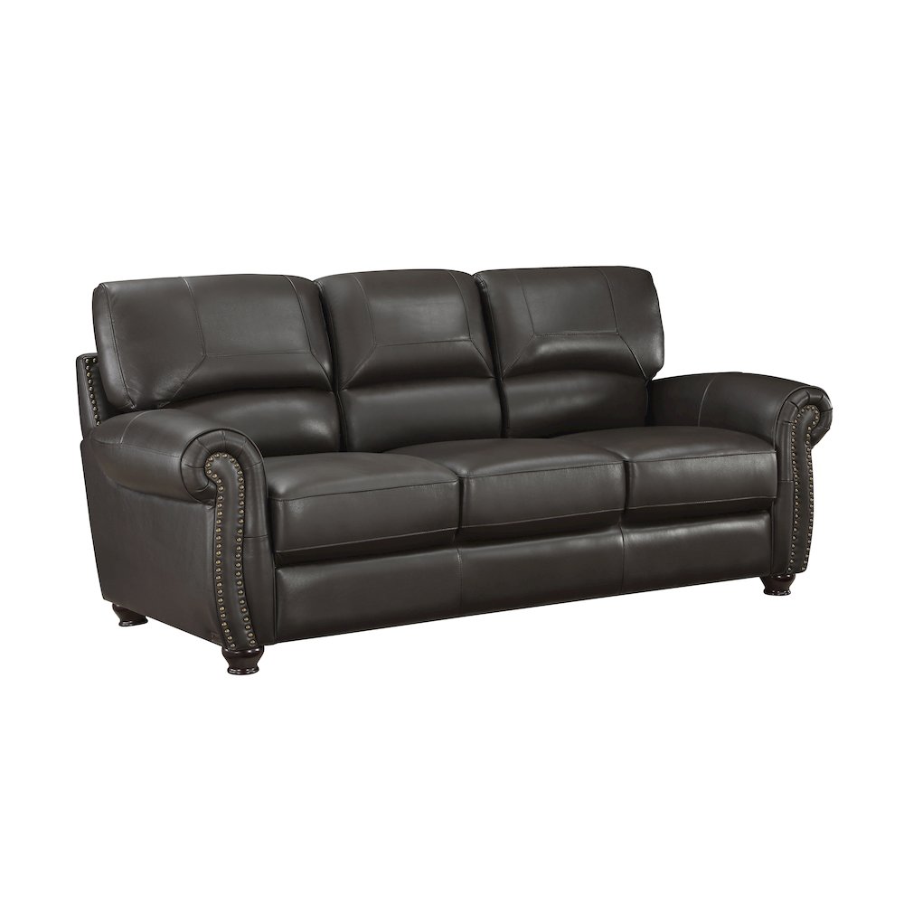 Foxborough Leather Sofa In Dark Brown. Picture 1