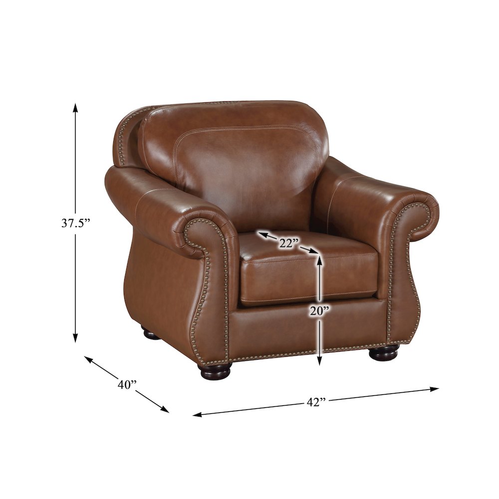 Attleboro Leather Arm Chair In Camel Brown. Picture 3