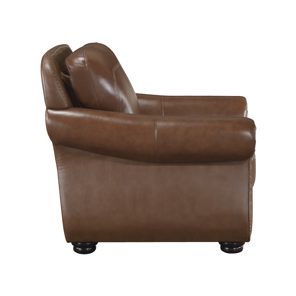 Attleboro Leather Arm Chair In Camel Brown. Picture 4