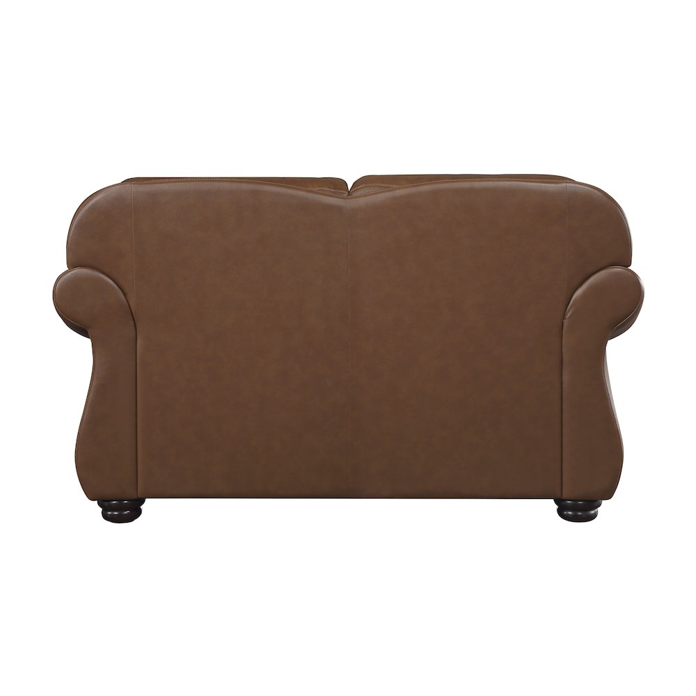 Attleboro Leather Love Seat In Camel Brown. Picture 3