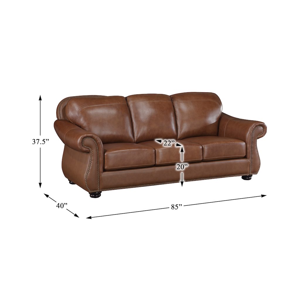 Attleboro Leather Sofa In Camel Brown. Picture 4