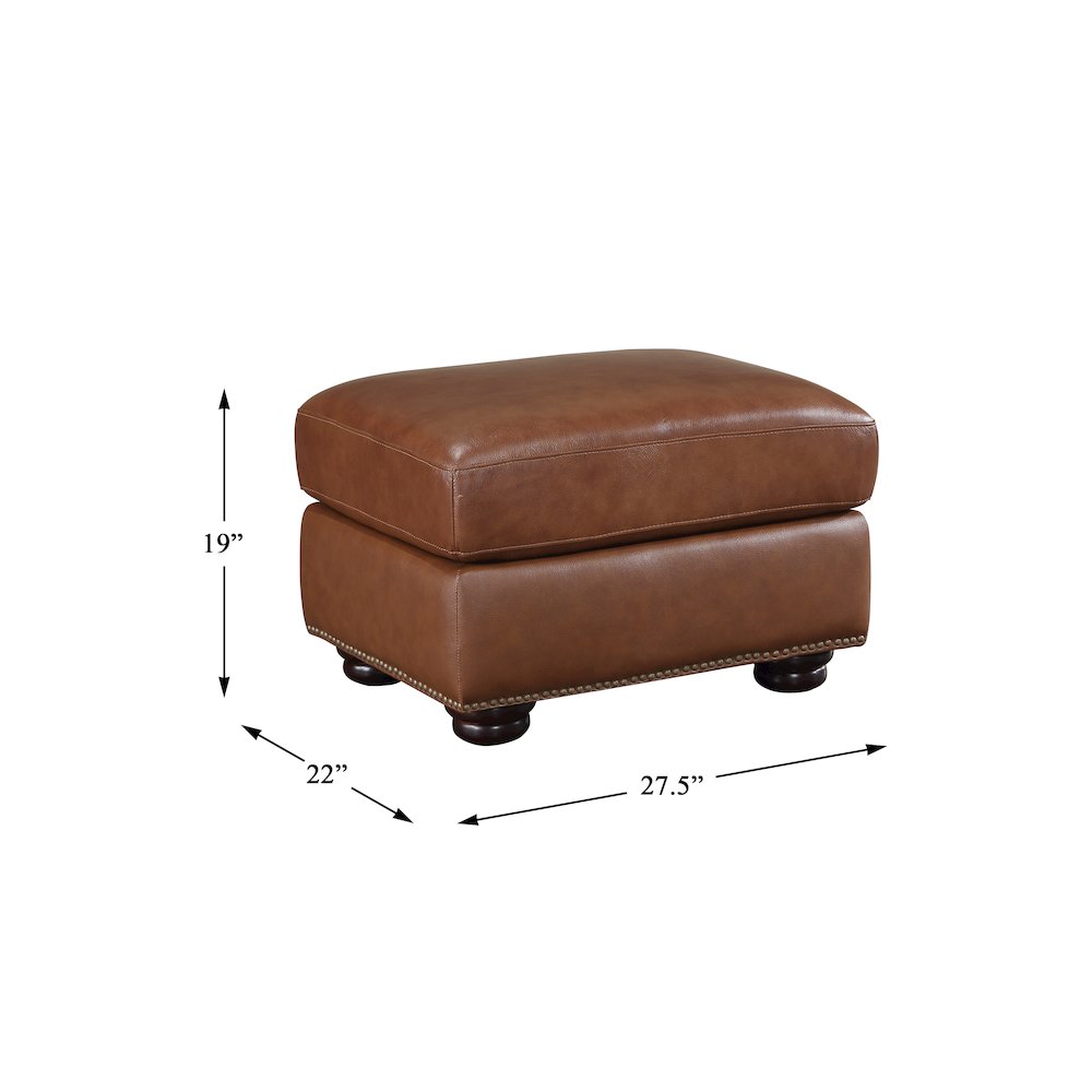 Attleboro Leather Ottoman In Camel Brown. Picture 2