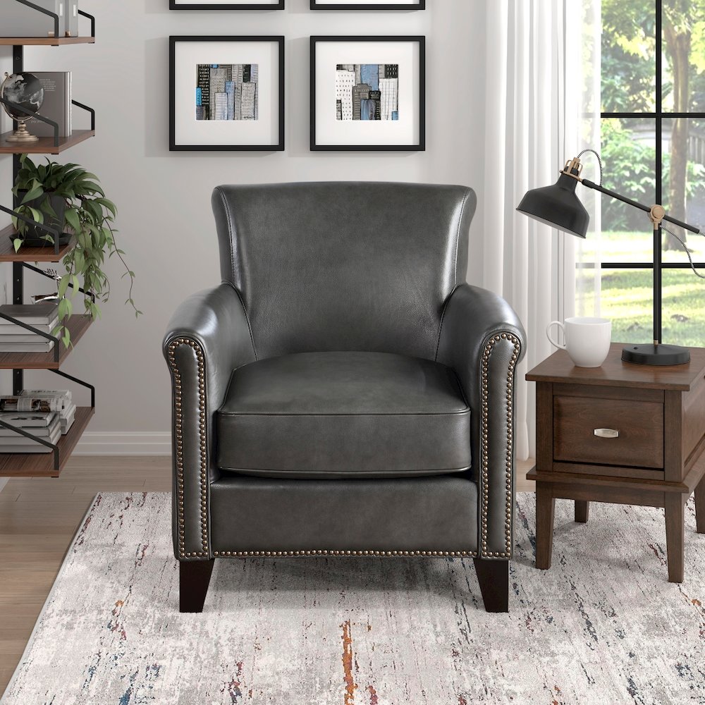 Lexicon Braintree Leather Accent chair in Gray Color. Picture 2