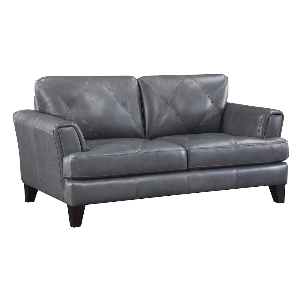 Thierry Leather Love Seat In Burnish Gray. Picture 1