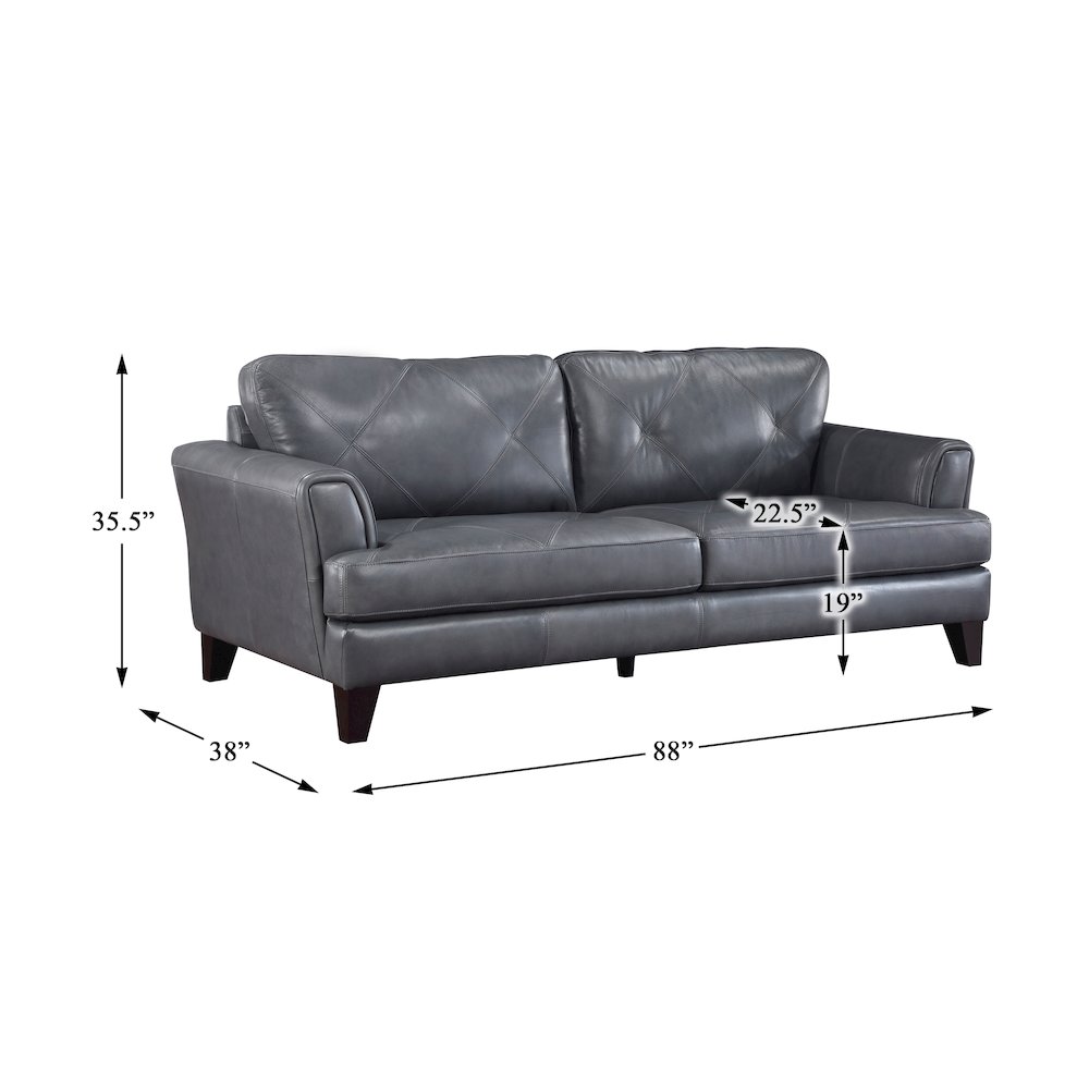 Thierry Leather Sofa In Burnish Gray. Picture 4
