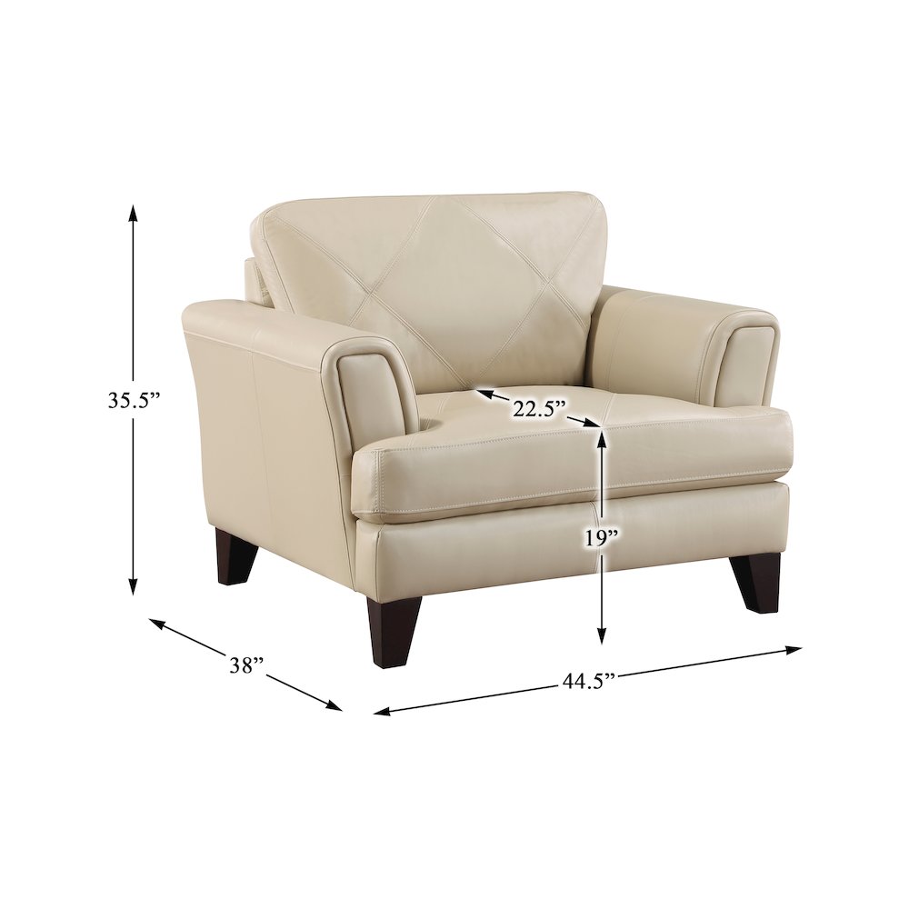 Thierry Leather Arm Chair In Cream. Picture 4