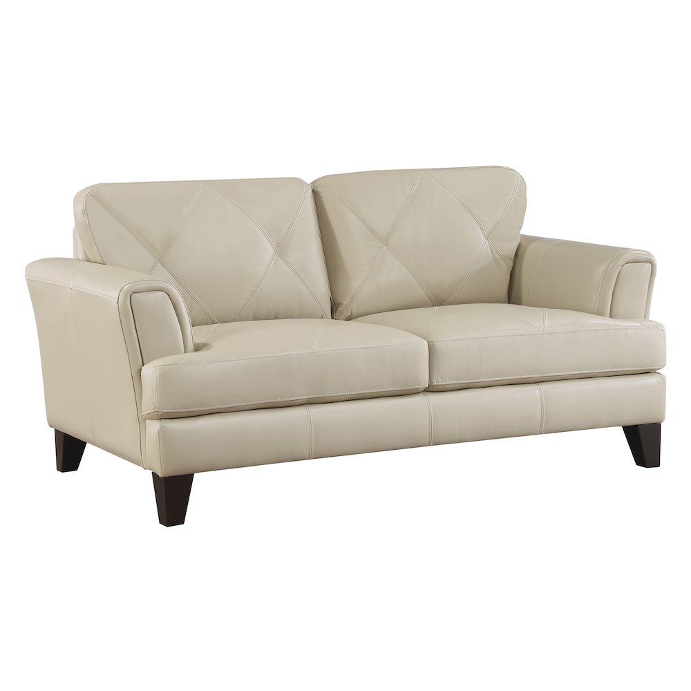 Thierry Leather Love Seat In Cream. Picture 1