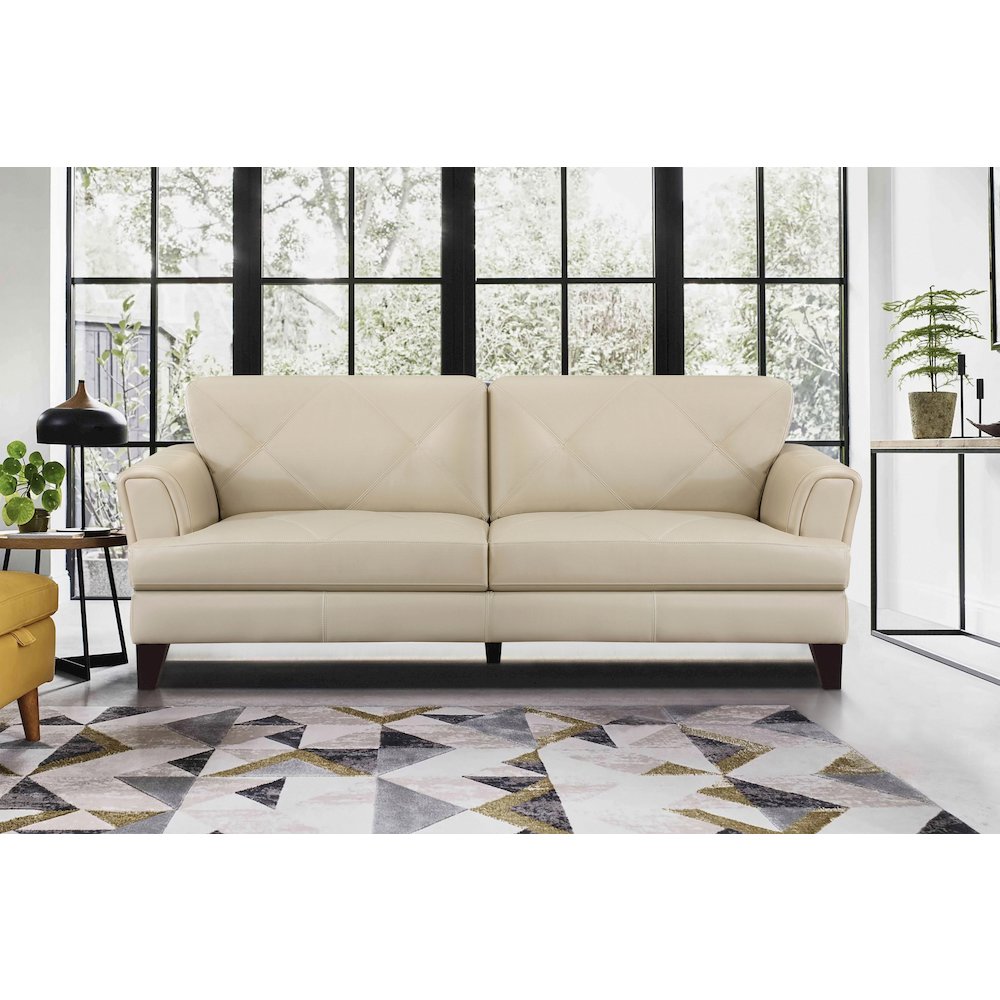 Thierry Leather Sofa In Cream. Picture 2