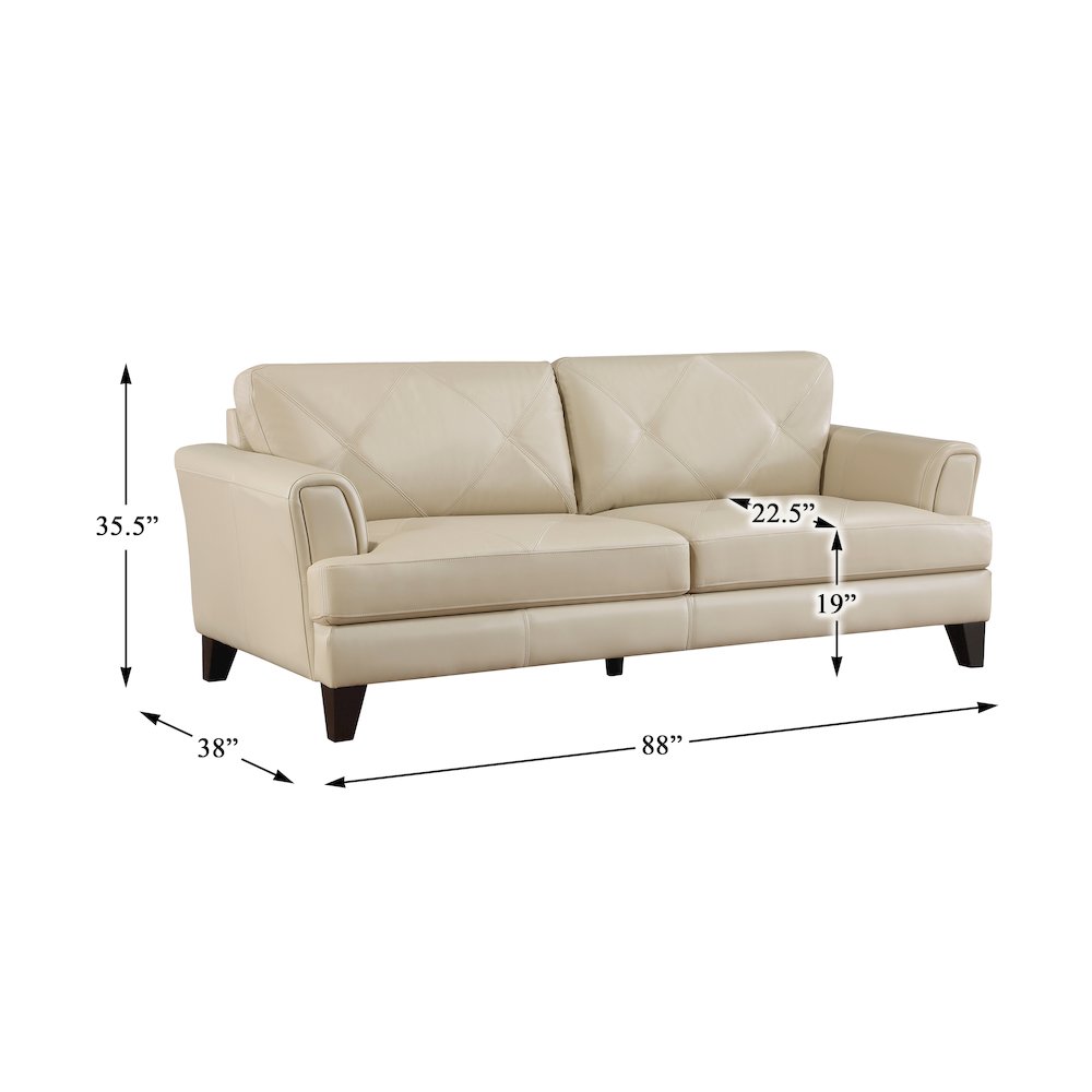 Thierry Leather Sofa In Cream. Picture 4
