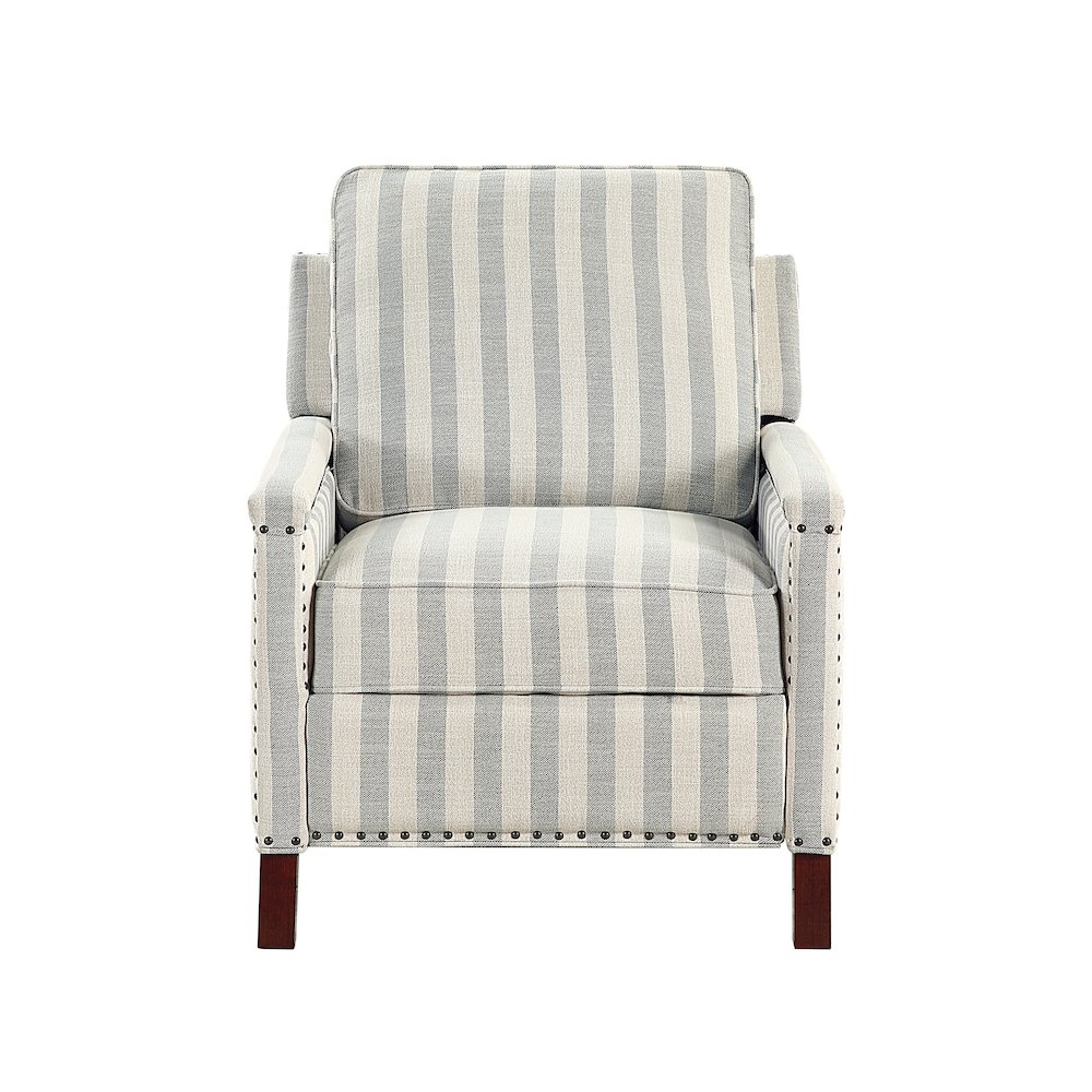 Landrum Textured PB Reclining Chair in Beige with Grayish Blue Stripe. Picture 4