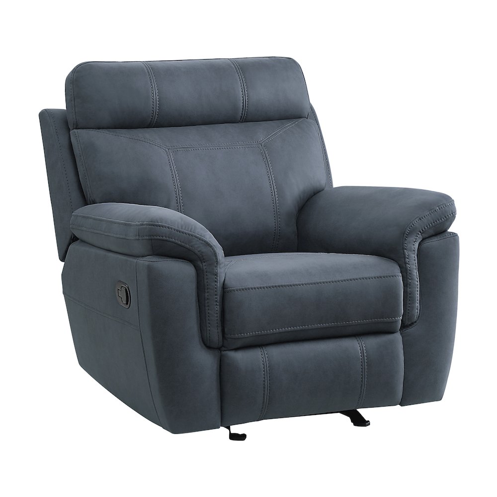 Clifton Microfiber Glider Recling Chair In Blue. Picture 1