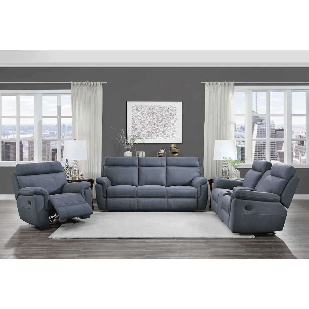 Clifton Microfiber Glider Recling Chair In Blue. Picture 2