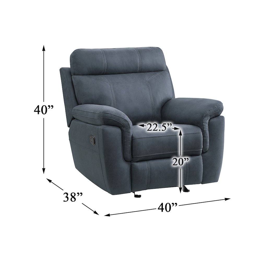 Clifton Microfiber Glider Recling Chair In Blue. Picture 4