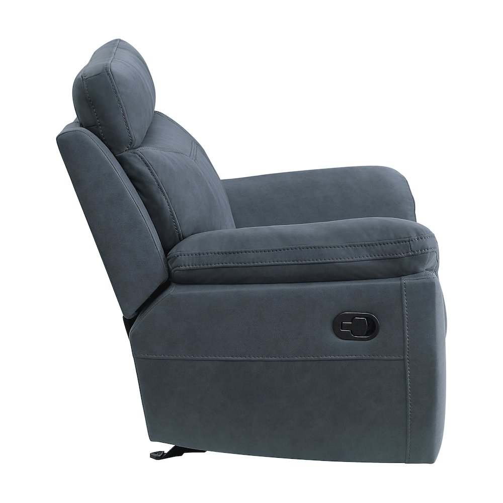 Clifton Microfiber Glider Recling Chair In Blue. Picture 5