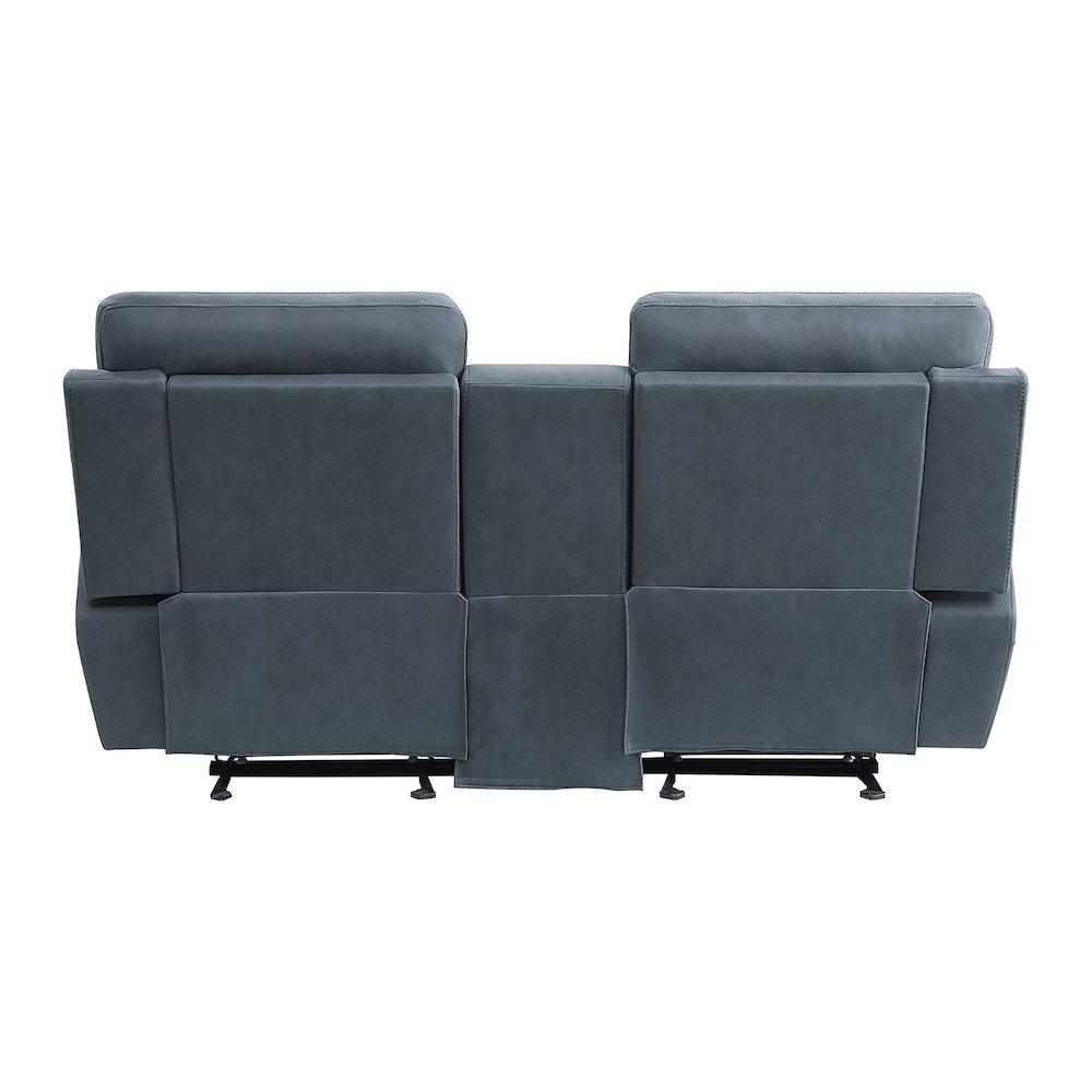 Clifton Microfiber Double Glider Reclining Love Seat In Blue. Picture 5
