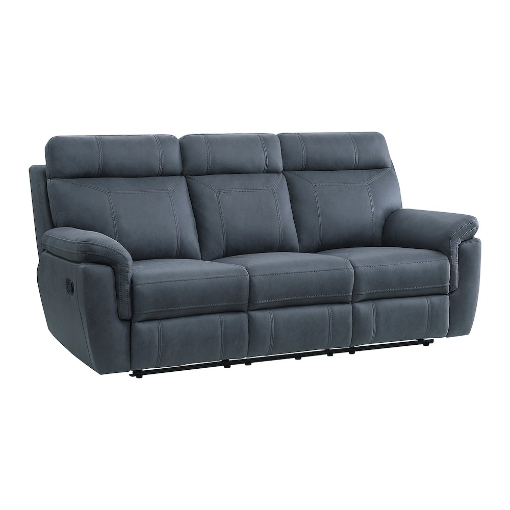 Clifton Microfiber Double Reclining Sofa In Blue. Picture 1
