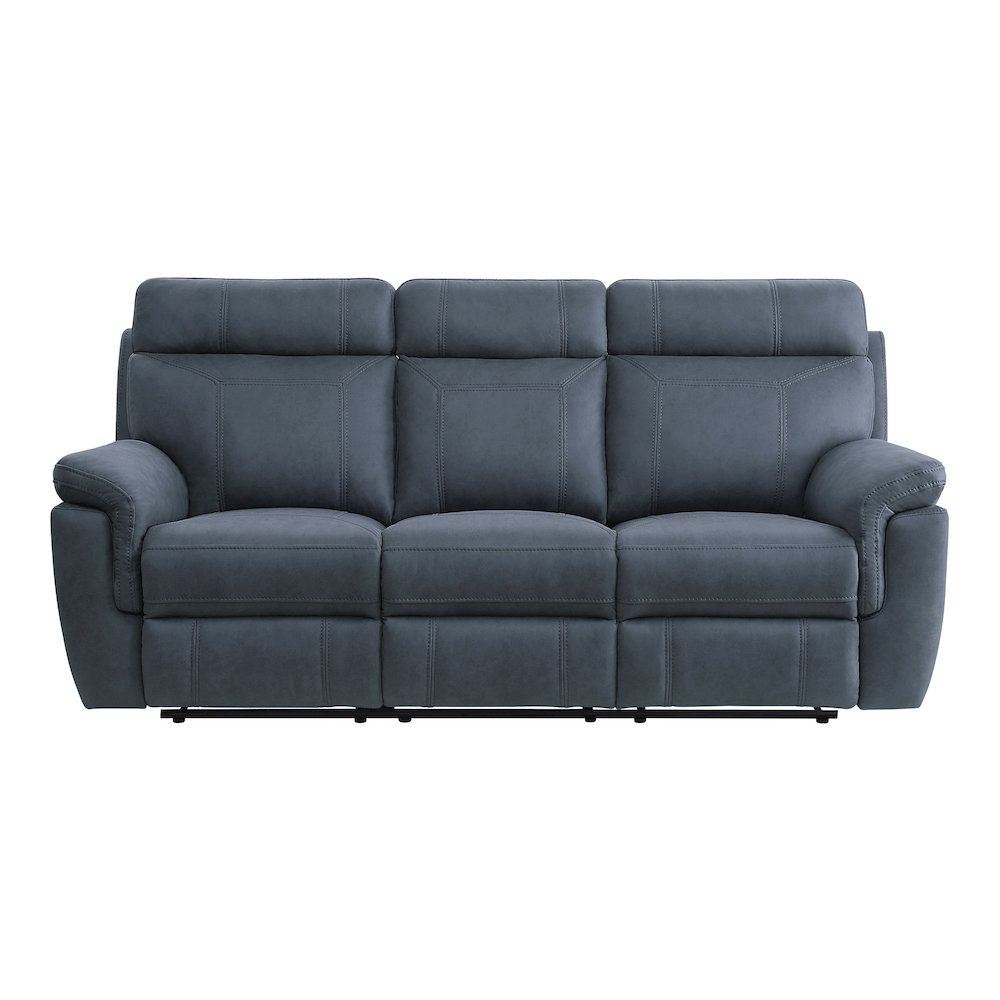 Clifton Microfiber Double Reclining Sofa In Blue. Picture 5