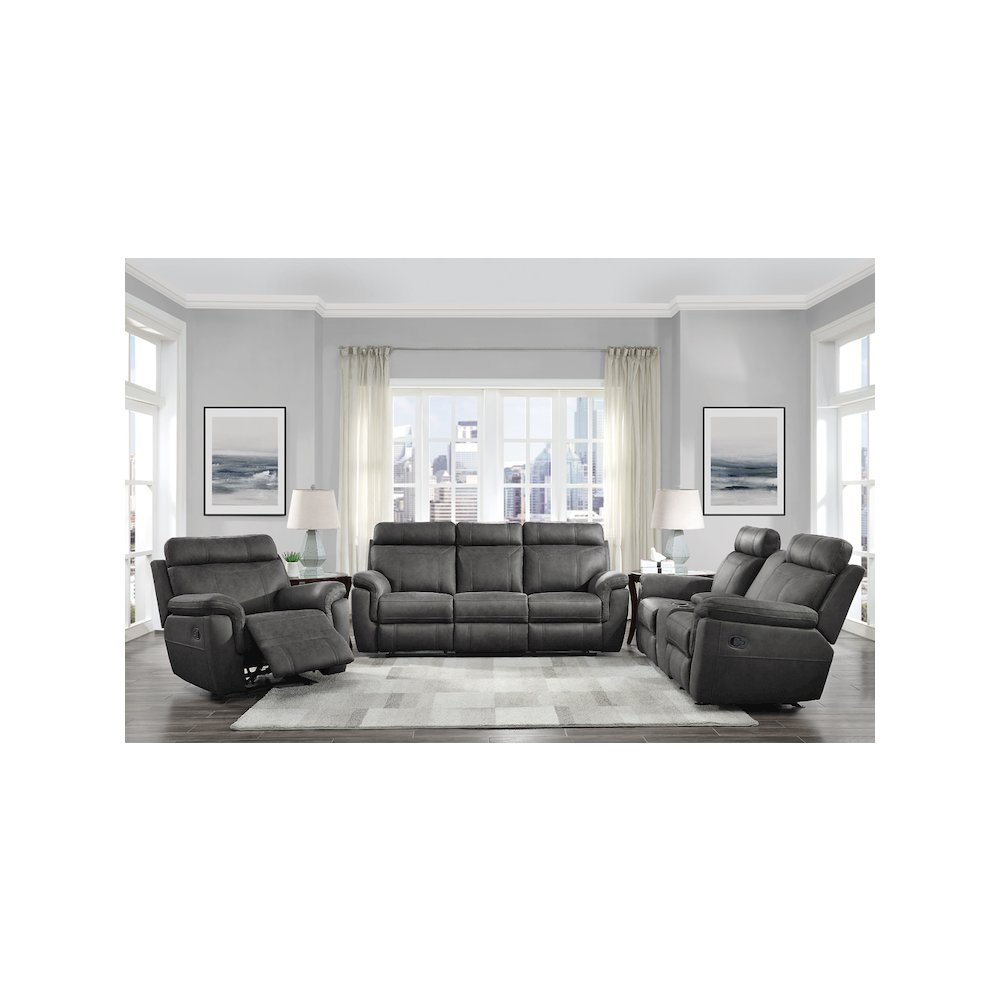 Clifton Microfiber Glider Reclining Chair In Pewter. Picture 2