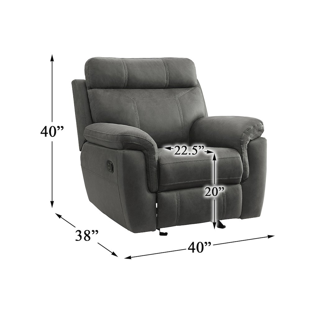 Clifton Microfiber Glider Reclining Chair In Pewter. Picture 4