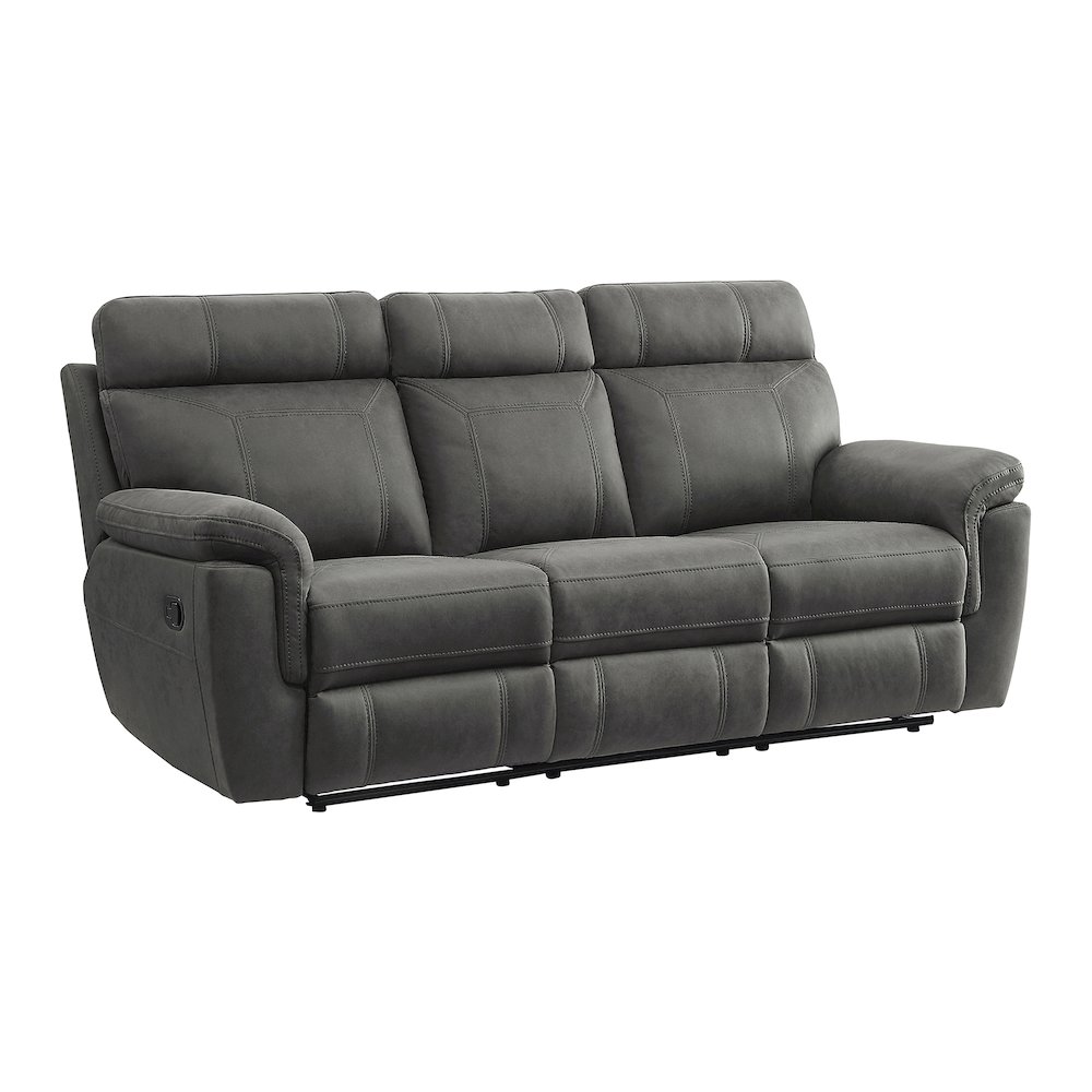 Clifton Microfiber Double Reclining Sofa In Pewter. Picture 1