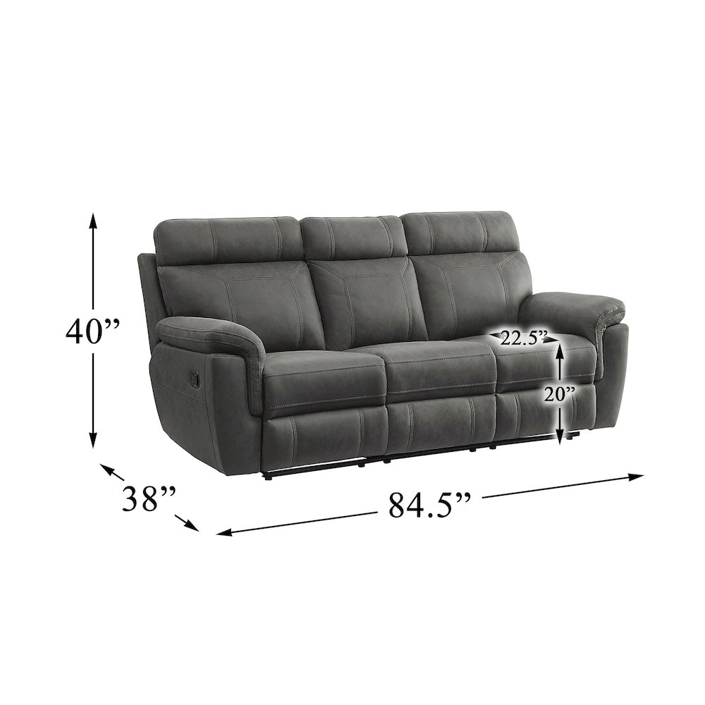 Clifton Microfiber Double Reclining Sofa In Pewter. Picture 4