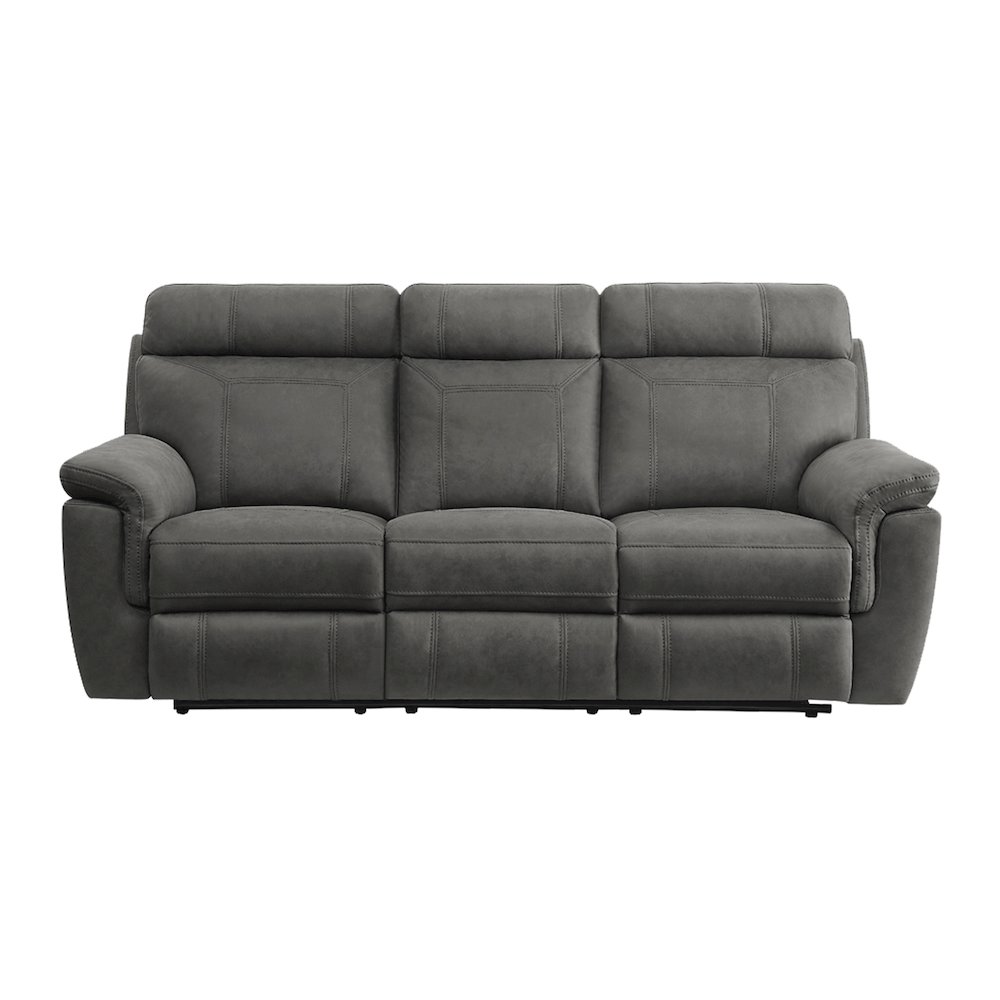 Clifton Microfiber Double Reclining Sofa In Pewter. Picture 5