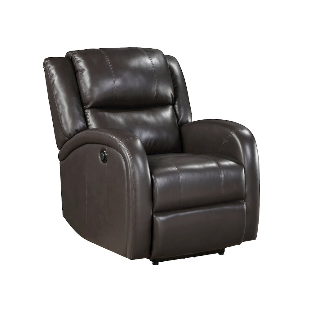 Lexicon Foxcroft Faux Leather Power Reclining Chair in Brown. Picture 1
