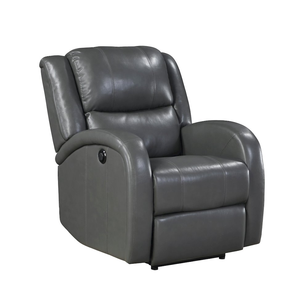 Lexicon Foxcroft Faux Leather Power Reclining Chair in Gray. Picture 1