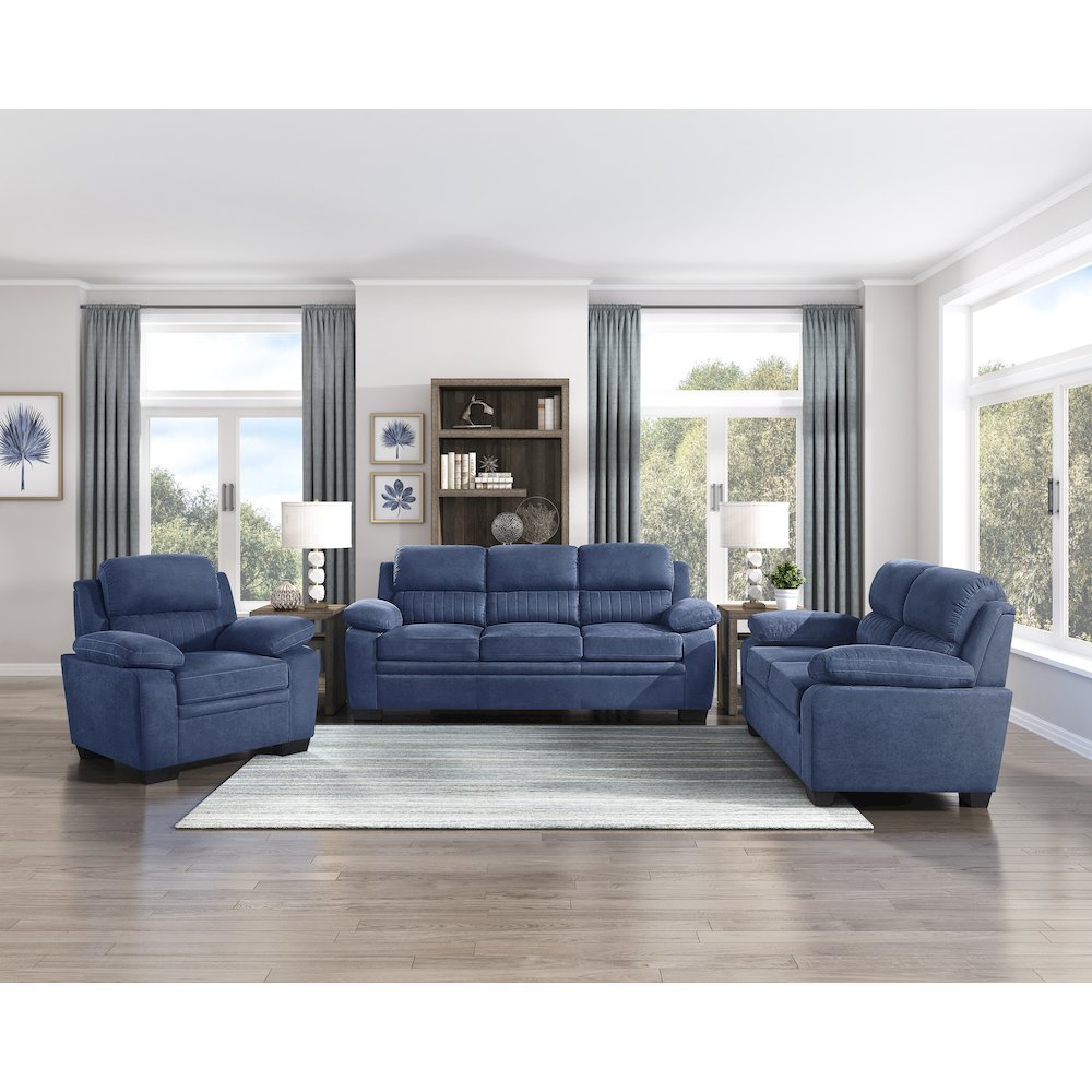 Holleman Textured Fabric Arm Chair In Blue. Picture 2
