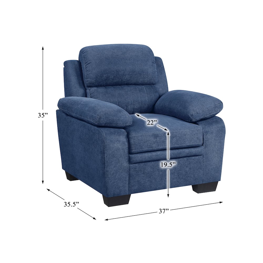 Holleman Textured Fabric Arm Chair In Blue. Picture 4