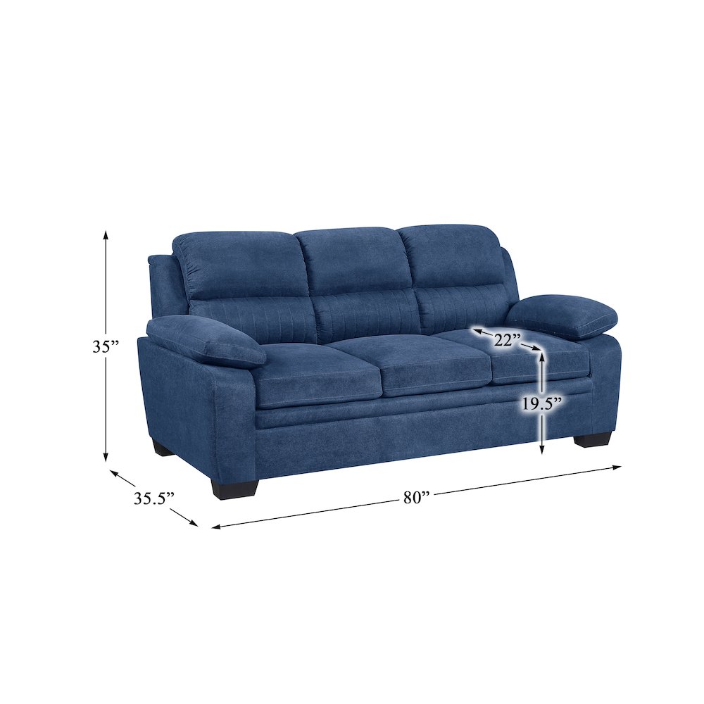 Holleman Textured Fabric Sofa In Blue. Picture 4