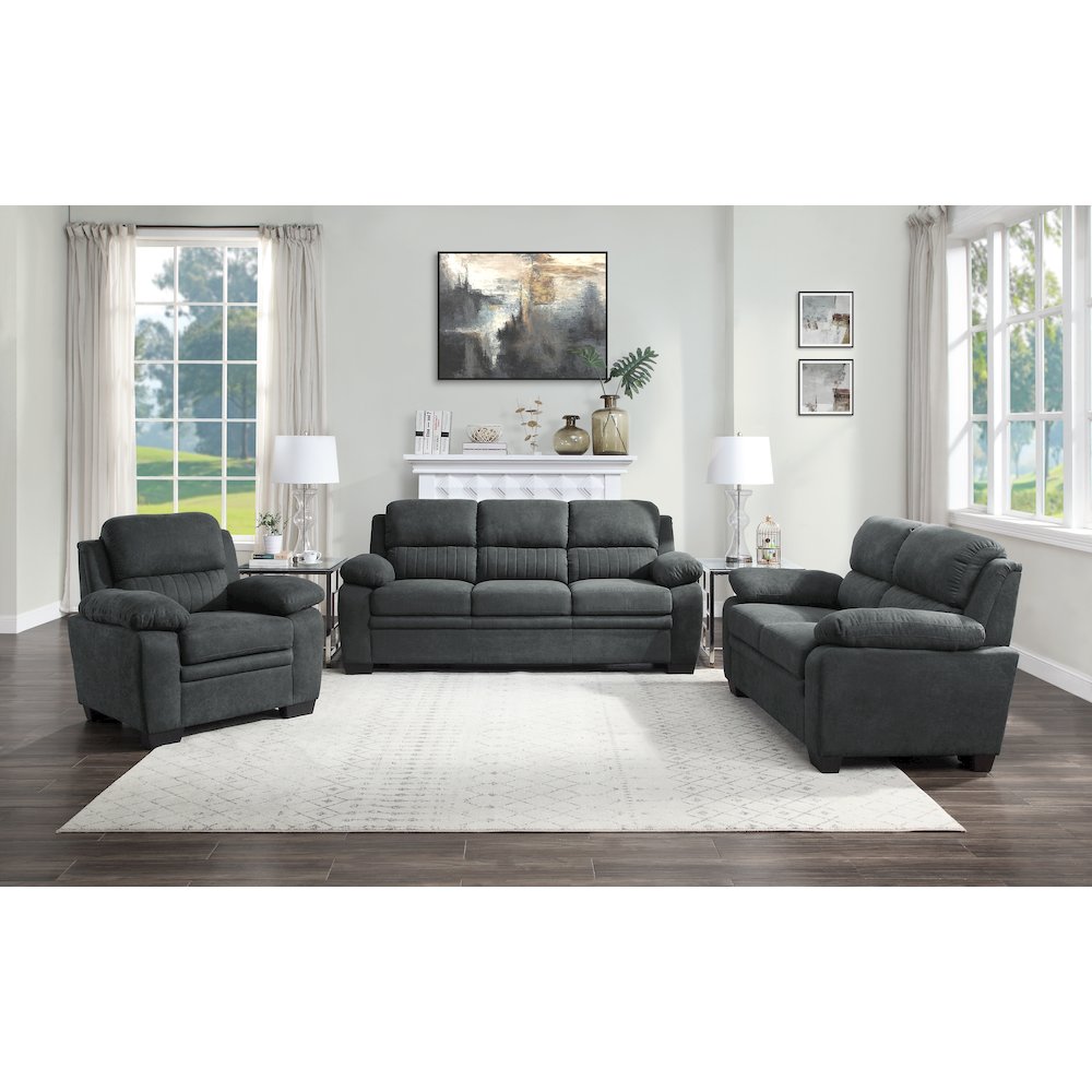 Holleman Textured Fabric Arm Chair In Dark Gray. Picture 2