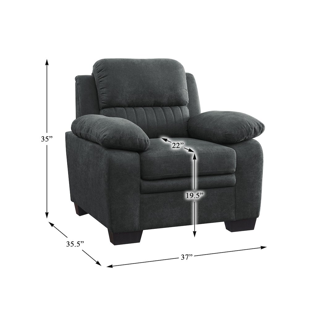 Holleman Textured Fabric Arm Chair In Dark Gray. Picture 4