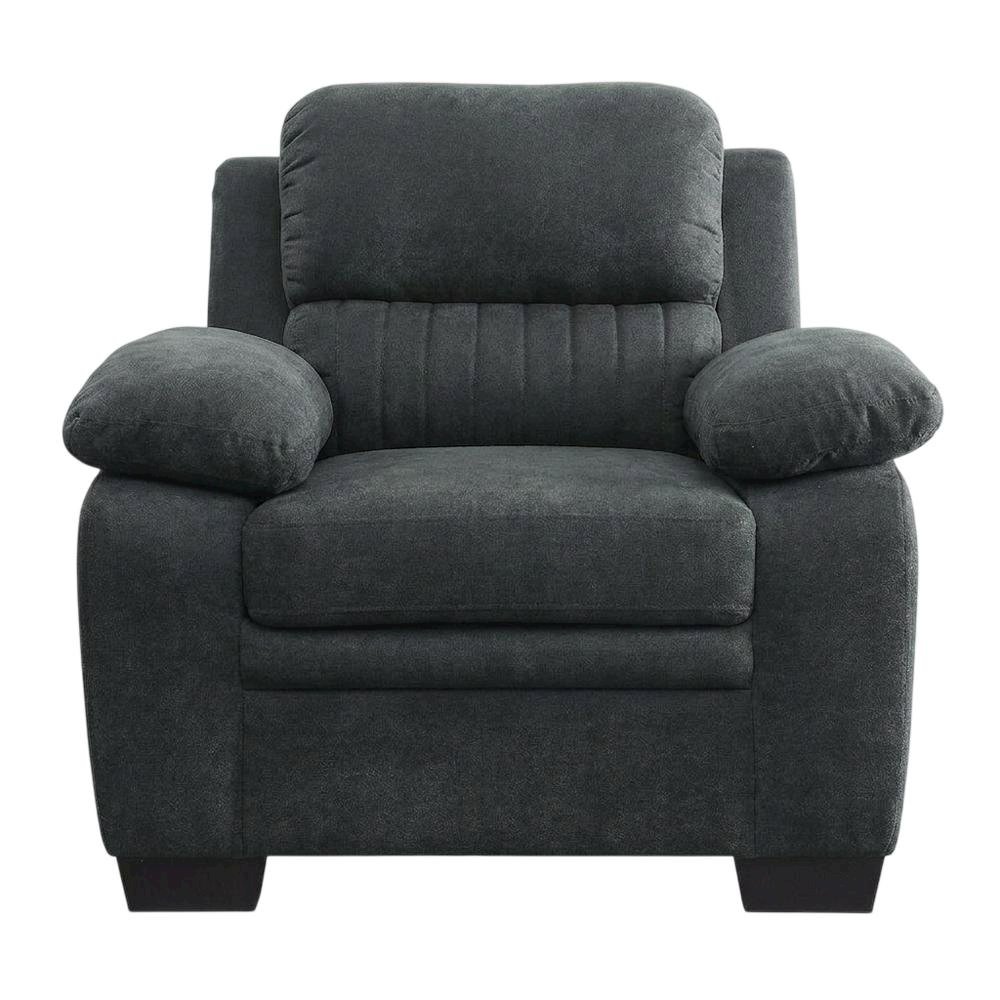 Textured Fabric Upholstered Accent Armchair for Living Room, Dark Gray. Picture 1
