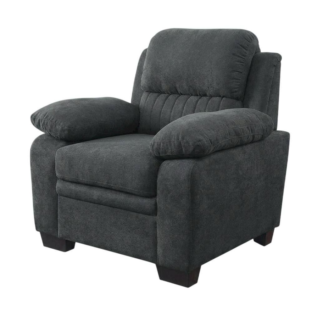 Textured Fabric Upholstered Accent Armchair for Living Room, Dark Gray. Picture 3
