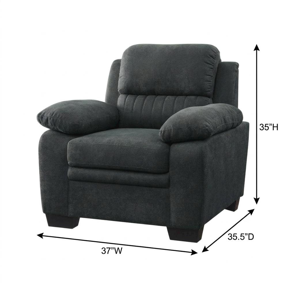 Textured Fabric Upholstered Accent Armchair for Living Room, Dark Gray. Picture 5