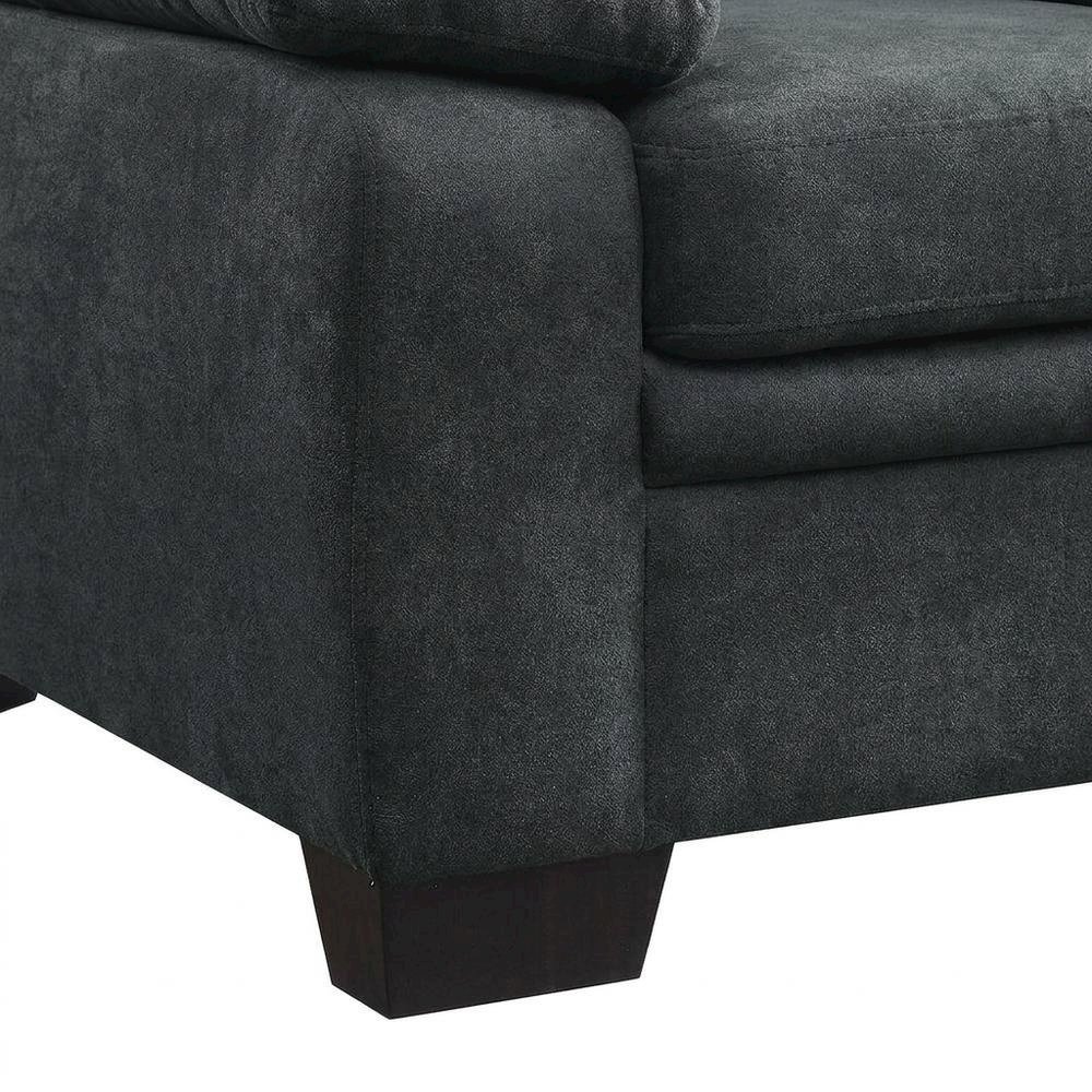 Textured Fabric Upholstered Accent Armchair for Living Room, Dark Gray. Picture 7