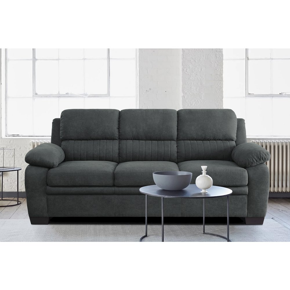 Holleman Textured Fabric Sofa In Dark Gray. Picture 2