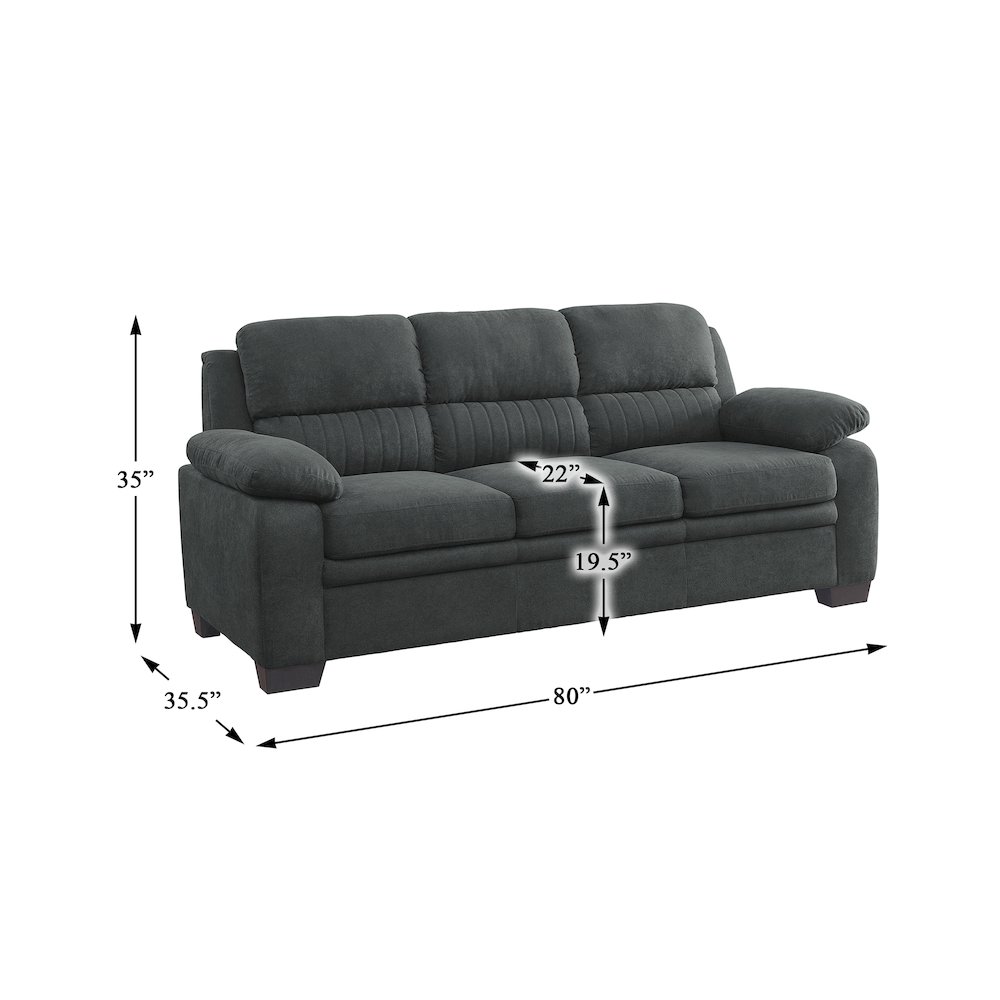 Holleman Textured Fabric Sofa In Dark Gray. Picture 4