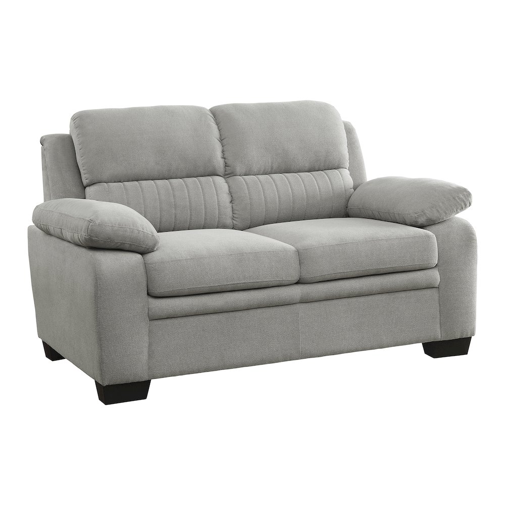 Holleman Textured Fabric Love Seat In Gray. Picture 1