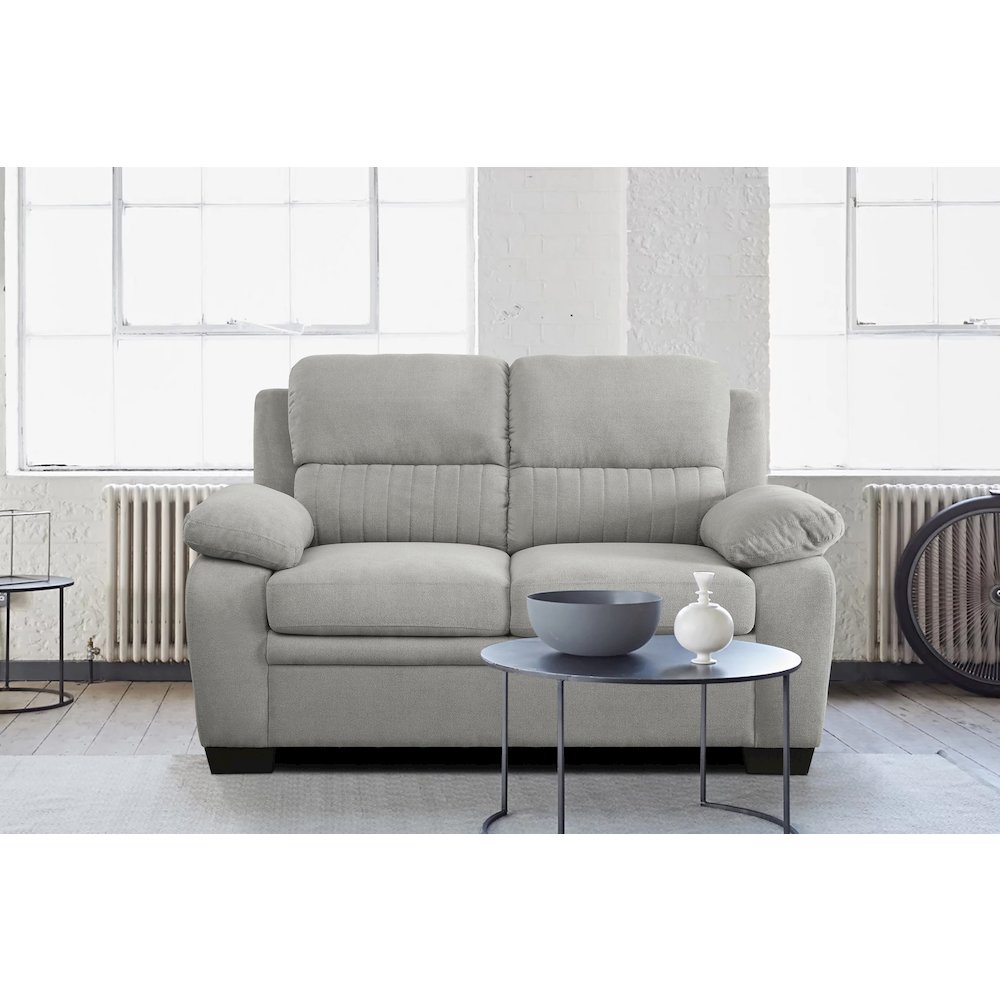 Holleman Textured Fabric Love Seat In Gray. Picture 2