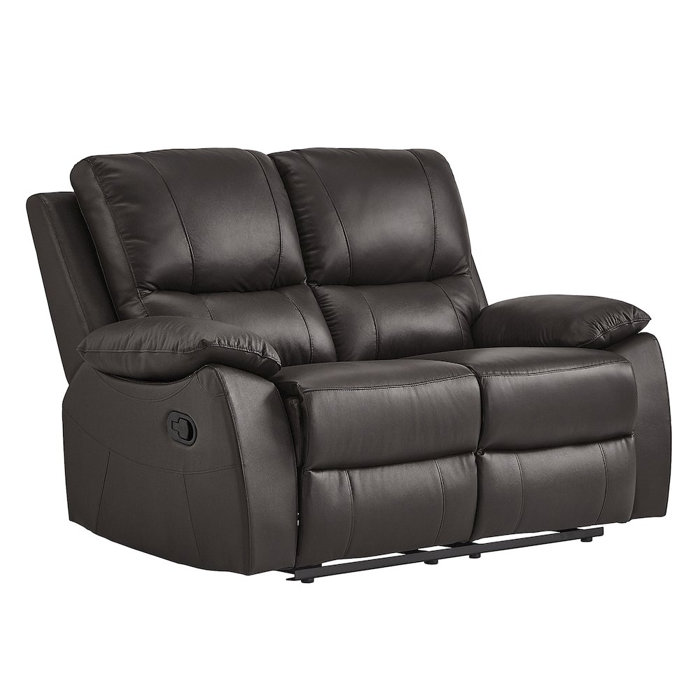 Dawson Faux Leather Double Reclining Love Seat In Brown. Picture 1