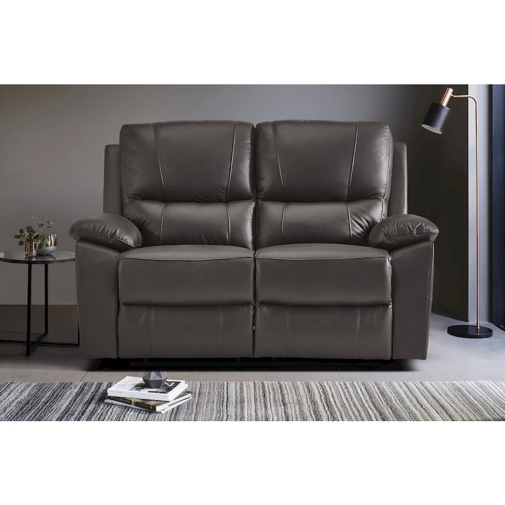 Dawson Faux Leather Double Reclining Love Seat In Brown. Picture 3