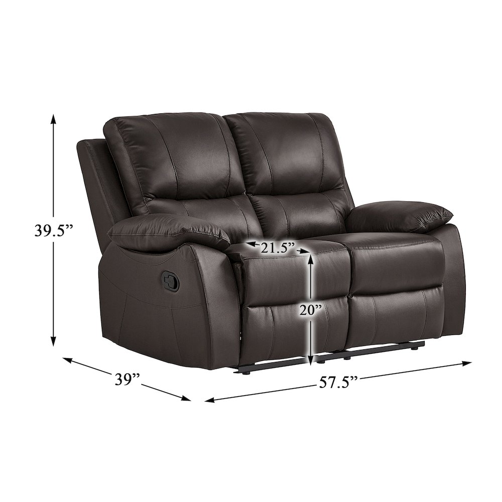 Dawson Faux Leather Double Reclining Love Seat In Brown. Picture 2