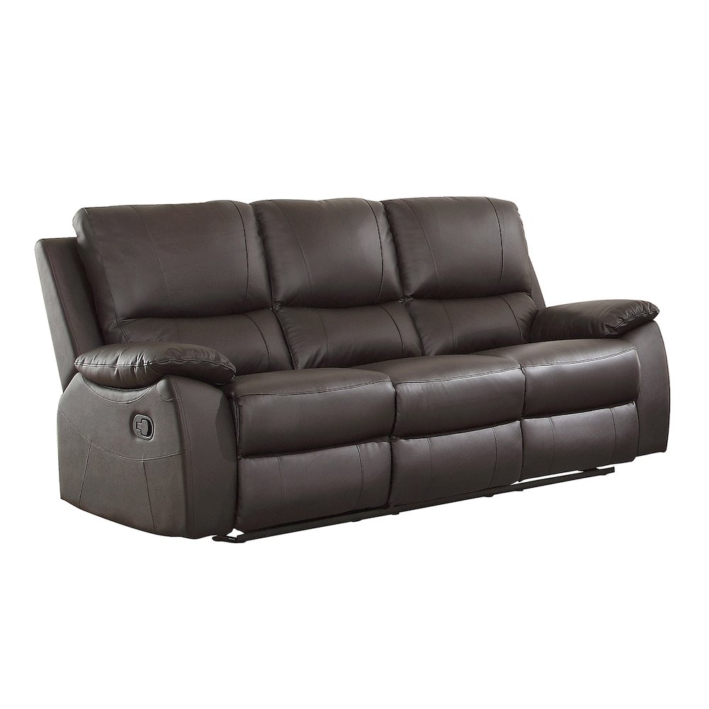 Dawson Faux Leather Double Reclining Sofa In Brown. Picture 1