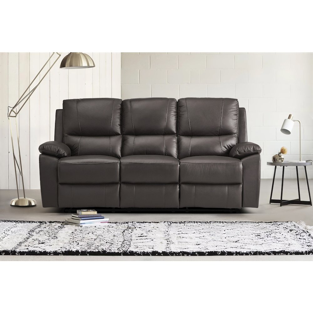 Dawson Faux Leather Double Reclining Sofa In Brown. Picture 2