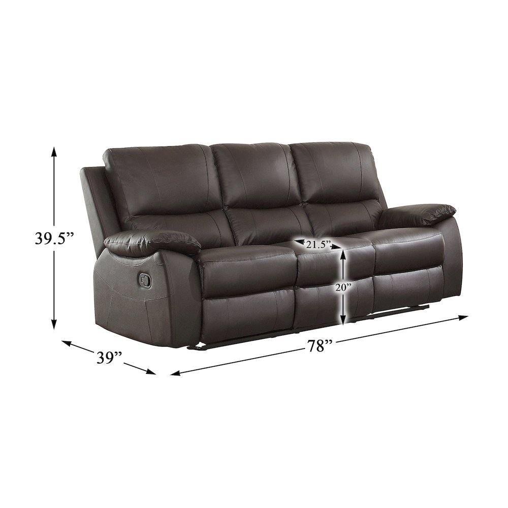 Dawson Faux Leather Double Reclining Sofa In Brown. Picture 4