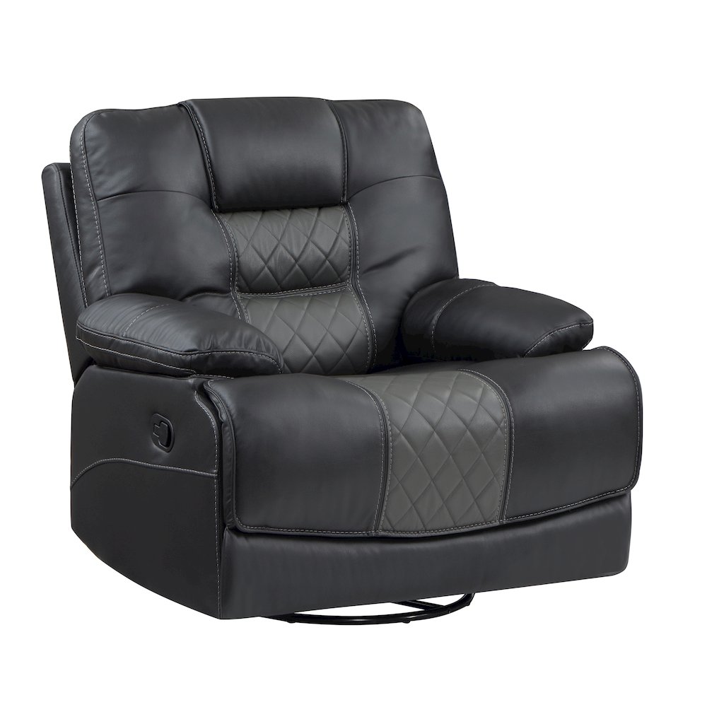 Fabian Faux Leather Swivel Glider Reclining Chair In Gray. Picture 1