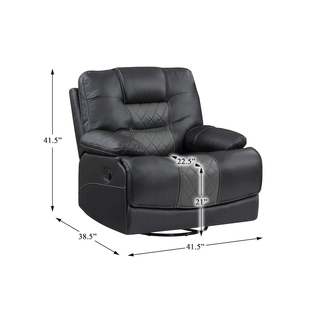 Fabian Faux Leather Swivel Glider Reclining Chair In Gray. Picture 4